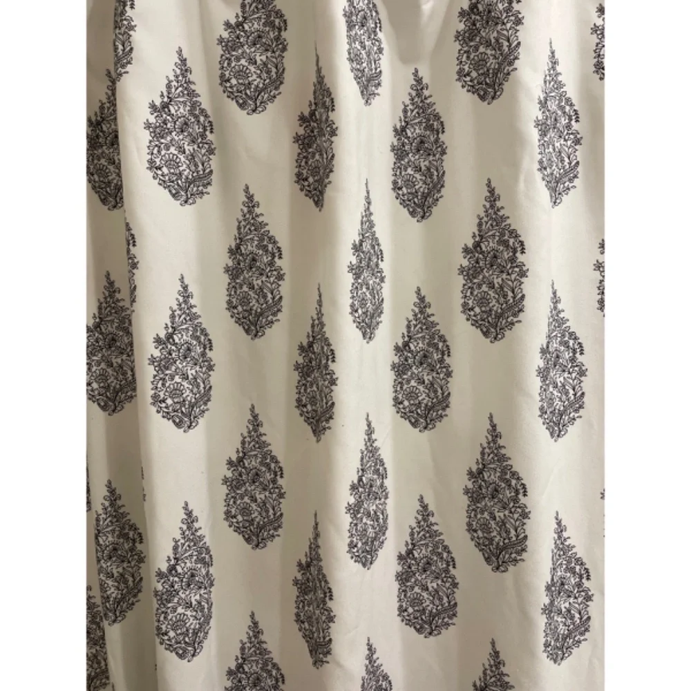 Style Lounge Celeste White Black Shower Curtain Paisley Medallion 72”x72”